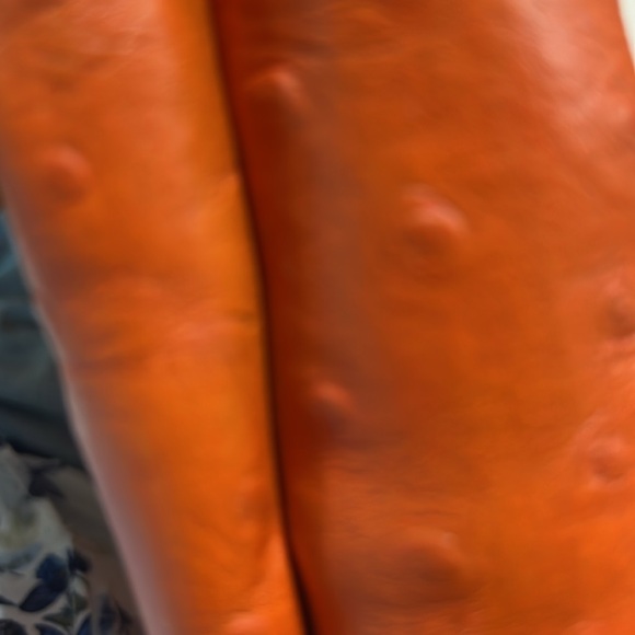 GUC shoulder bag ostrich leather has interior paint inside. - Picture 8 of 9